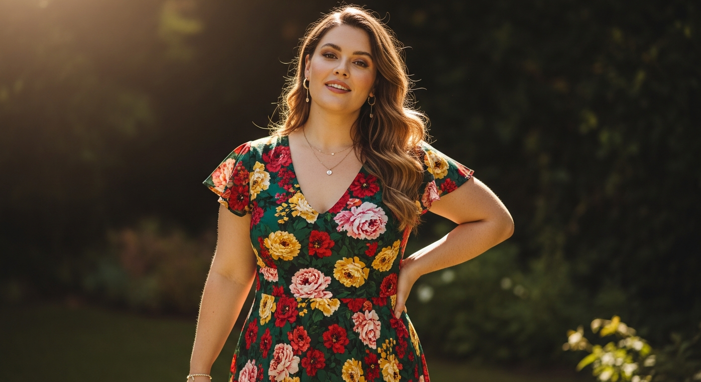 Confident plus-size woman in stylish outfit